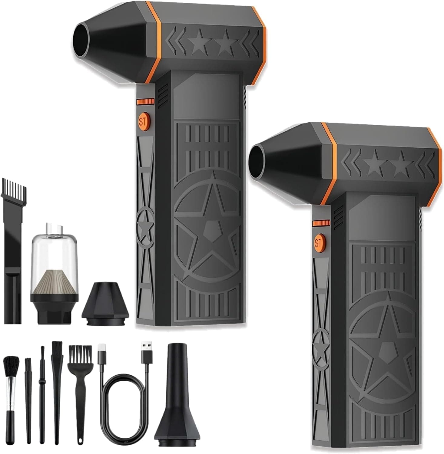 Cordless electric snow and dust blower with ergonomic grip