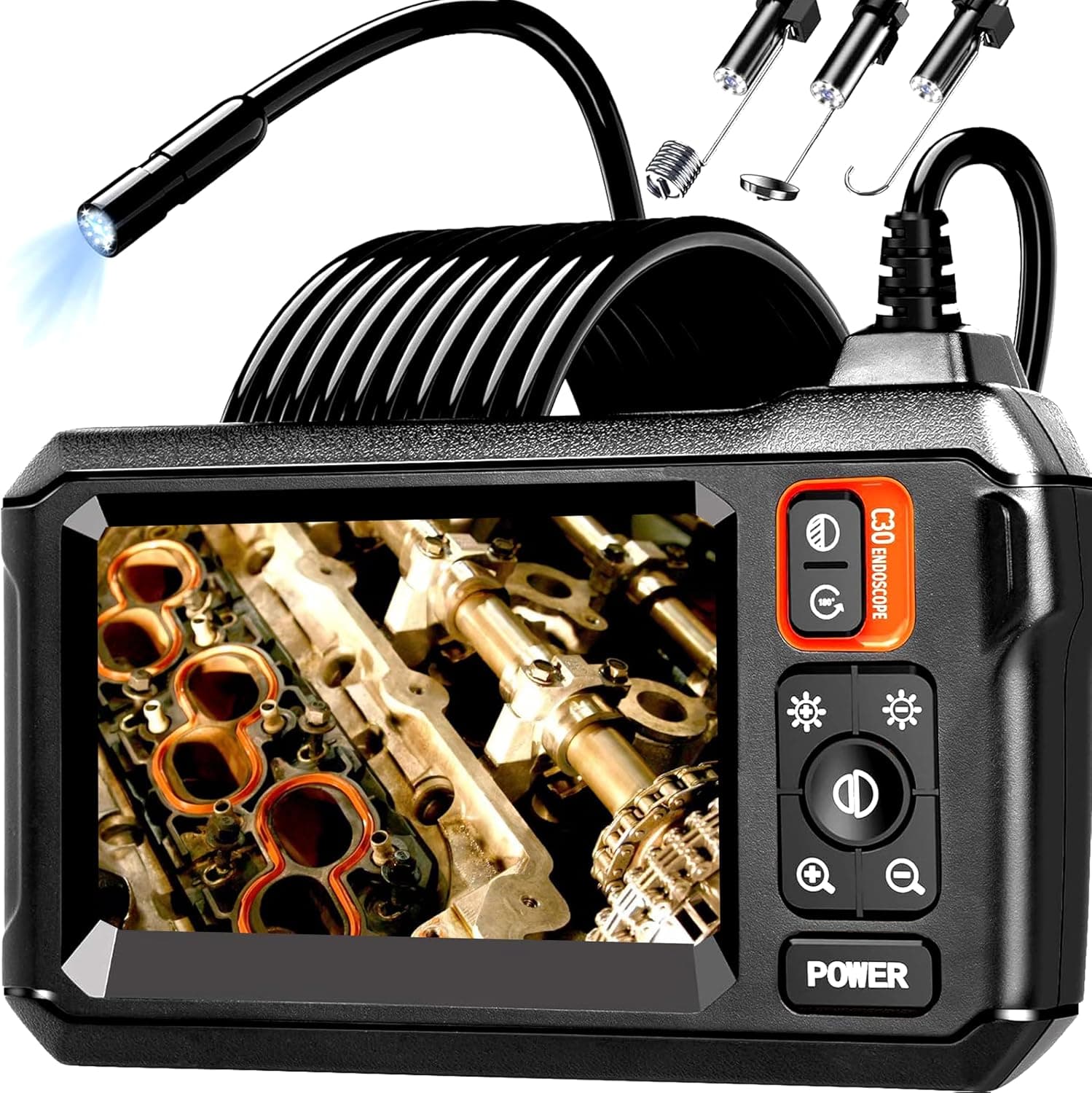 Daxiongmao endoscope camera with LCD screen and flexible cable probe
